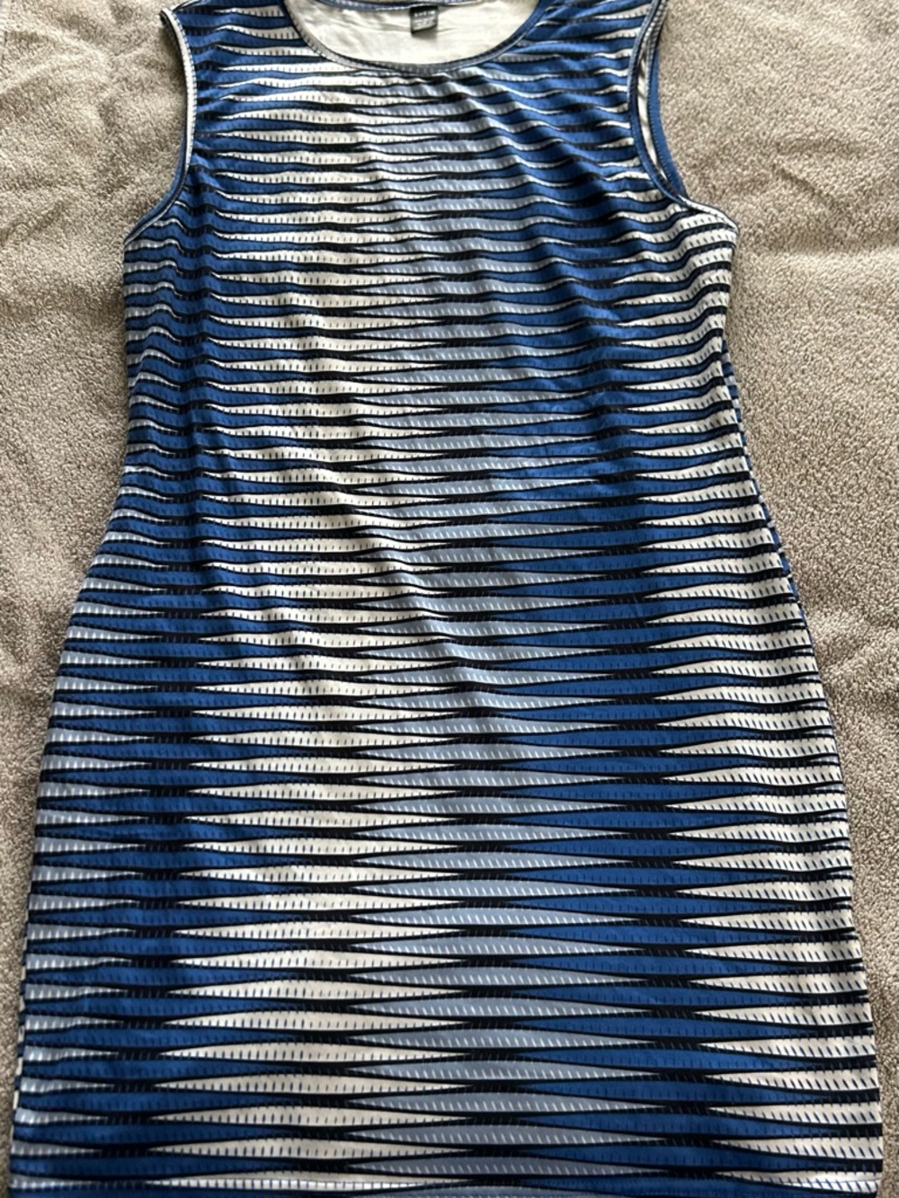 SHEIN Blue and White Striped Sleeveless Mini Dress
